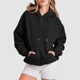 thumbnail image 2 of Blouses for Women Casual Winter Comfy Hooded Long Sleeve Dolman Drop Shoulder Hoody Solid Color Leisure Flannel Hoodies Sweatshirts(Black,XL), 2 of 8