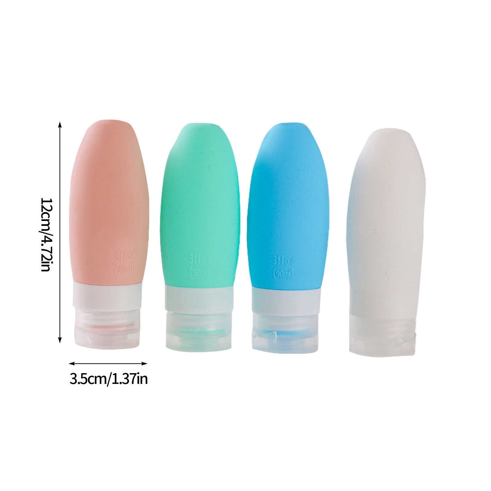 4 Bouteilles Voyage Silicone 90 Ml TSA – Anti-Fuite, Rechargeables, Pour Shampoing, Après-Shampoing, Crème – Idéales Avion