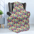 thumbnail image 4 of Floral Soft Flannel Fleece Throw Blanket, Botanical Vintage Concept Poppy Flowers Daffodils Anemones on Pinstripe Backdrop, Cozy Plush for Indoor and Outdoor Use, 60" x 80", Multicolor, by Ambesonne, 4 of 5