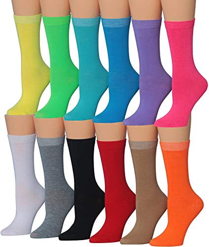 Colorfut Women's 12-Pairs Lightweight Fun Colored Crew Socks - Walmart.com