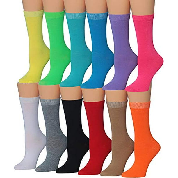 Colorfut Womens 12 Pairs Lightweight Fun Colored Crew Socks