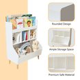 thumbnail image 4 of Toy Storage Organizer with Safety Buckle and Legs, Multifunctional Storage Organizer, Children Bookcase for Kids Room, Living Room, Nursery, White, 4 of 8
