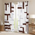thumbnail image 2 of Manfei Modern Abstract Ombre Black Out Curtains, Chic Brown Rectangle Plaid Curtains Pack of 2 (42x63 Each), Teens Adult Female Man Bedroom Curtains, Living Room Curtains Decor, 2 of 6