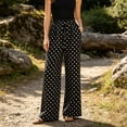 thumbnail image 3 of MVRLSH Women's Wide Leg Pants Gradient Elastic Waist Nine Inch Loose Trousers Decorated With Button Side Pocket Details Stretch Dress Casual Flowy Palazzo Pants Black - XXL, 3 of 6