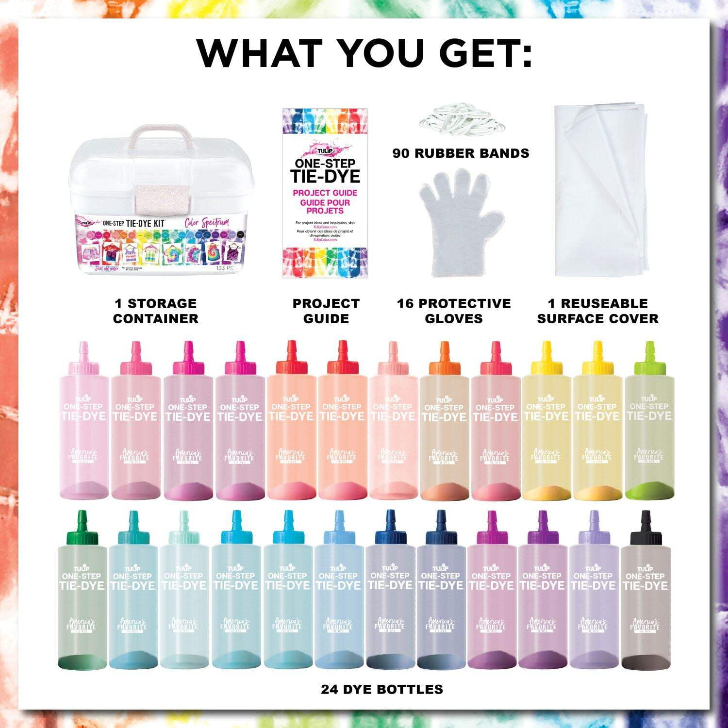 COLOR GUIDE 1:2:3 & 4:5:6 セット Tulip, Tie-Dye Kit, 20 Color Spectrum Large Kit, Rainbow for Group