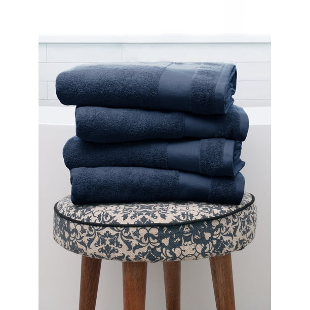 Juego de Toallas de Baño de 4 Piezas de Hotel de Lujo en Azul Marino: Suaves y Absorbentes para un Secado Rápido de Comfort Canopy