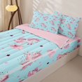 thumbnail image 3 of Metsweet Kawaii Unicorn Zipper Full Size Comforter Sets with Fitted Sheet and 2 Pillowcases, Polka Dots Stars Print Zipper Bedding Set, Pink Light Blue,4pcs,Pink Reversible, 3 of 6