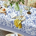 thumbnail image 4 of Rectangle Tablecloth - 60 x 102 Inch Blue Floral Rustic Tablecloth Classic French Country Printed Table Cover Farmhouse Decoration, Suitable for Home, Kitchen, Indoor and Outdoor Dining, 4 of 6