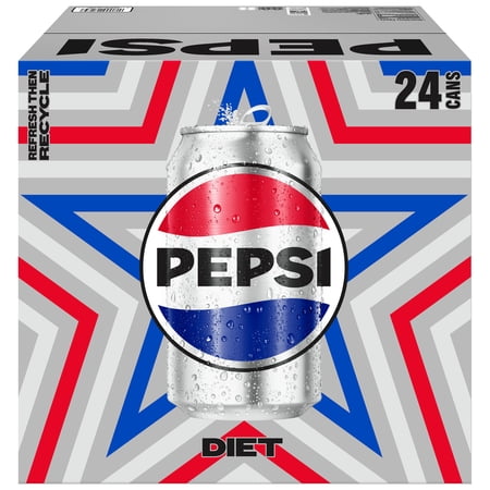 Diet Pepsi Soda Pop, 12 fl oz, 24 Pack Cans
