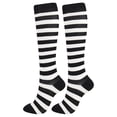 thumbnail image 3 of pitrice Bas de Compression 20-30 mmHg Longueur Genou Bas de Sport pour Course Cyclisme Unisexe, Noir Blanc, P/M, 3 of 7
