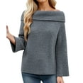 thumbnail image 3 of Women Off the Shoulder Sweater Long Sleeve Tops 2025 Fall Loose Knit Pullover Sweaters Winter Clothes Gray S, 3 of 8