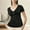 Black, variant on TODOZO T Shirts for Women Slim Fit Casual Lightweight Soft Basic Tees Summer Clothes for Women Chest Buckle Waist V Neck Solid Color Women's Short Sleeved Top Black Xxl