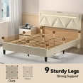 thumbnail image 4 of Queen Bed Frame with Headboard,Upholstered Platform Bed Frame Queen Size with Charging Station & LED Lights,Mattress Foundation with Wooden Slats Support, 4 of 8