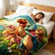 thumbnail image 5 of Cartoons Dinosaur Print Flannel Fleece Throw Blanket Soft Cozy Decorative Blanket For Home Bedroom Sofa, 5 of 6