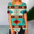 thumbnail image 2 of Scyoekwg Plus Size Tops for Women Short Sleeve T Shirts Vintage Geometry Print Graphic Tees Summer Round Neck Hem Buttons Irregular Relaxed Fit Casual Tops Clearance 02#Green XL(10), 2 of 4