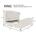 thumbnail image 3 of VanAcc King Size Platform Bed Frame, Velvet Upholstered Bed with Deep Button Tufted & Nailhead Trim Wingback Headboard/No Box Spring Required/Cream, 3 of 8