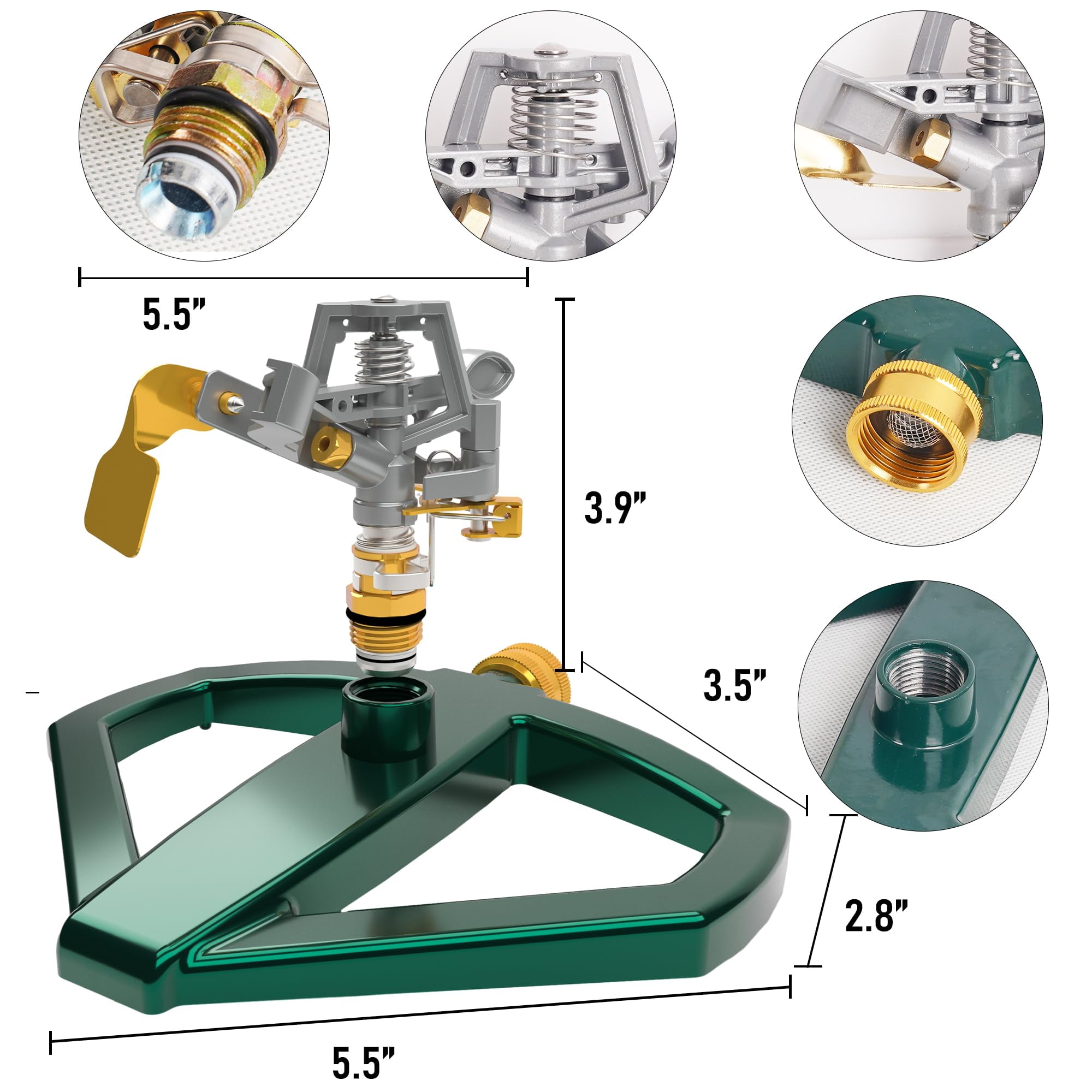 Hourleey Pulsating Impact EC36 Sprinkler With Metal Base, Heavy Duty ...