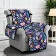 thumbnail image 4 of SCRAWLGOD Boho Floral Print Recliner Chair Cover Anti Dust Non Slip Reclining Chair Slipcover Pet Friendly Recliner Cover with Pocket, 4 of 7