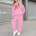 thumbnail image 2 of XAOFW Kids Sets Girls 6 7 Number Print Hoodie Pants Two Piece Comfy Playwear Long Sleeve Hooded Soft Breathable Casual Daily Wear Outfits, 2 of 4