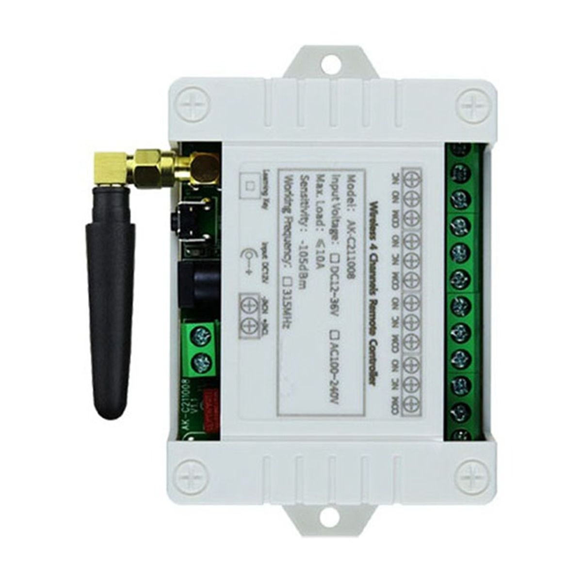 DC12V 24V 36V 4CH Wireless Remote Control LED Light Switch Relay Output Radio Waterproof Transmitter 433MHz Receiver