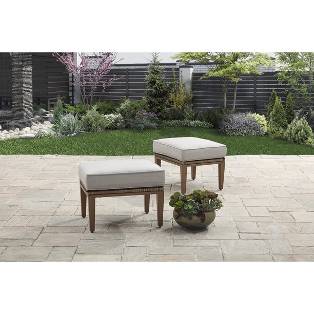 Better Homes and Gardens Davenport 2 Piece Outdoor Ottomans Walmart
