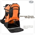 thumbnail image 3 of Clevr Deluxe Baby Backpack Hiking Cross Country Lightweight Carrier w/ Stand and Sun Shade Visor, Orange, 3 of 9