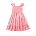 thumbnail image 3 of Splozh Girl's Dresses 2-15 Years Cotton Ruffle Sleeve Tiered Swing A-Line Cute Midi Casual Sundress,Pink,2-3 Years, 3 of 6