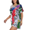 thumbnail image 2 of Lsque Pikmin Women's Short-Sleeved Pajama Set - 2 Piece Soft and Lightweight Sleepwear Set-X-Large, 2 of 9