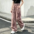 thumbnail image 4 of Edvintorg Teen Girl Clothes Cute Star Patchwork Elastic Waist Wide Leg Jeans Casual Straight-Fit Denim Pants with Pockets 5-15, 4 of 6