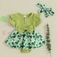 thumbnail image 2 of Bagilaanoe Newborn Holiday Outfits Baby Girl Rompers Dress Print Short Sleeve Bodysuits + Headband 3M 6M 9M 12M 18M Infant Patchwork A-line Dresses, 2 of 8
