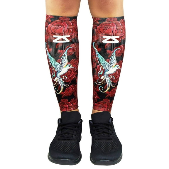 Hummingbirds Compression Leg Sleeves S/M / Red