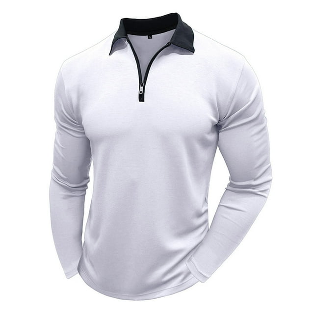pstuiky camisa de manga larga para hombre, Camiseta de manga larga con cuello alto y cremallera para hombre, blusa lisa con cuello vuelto y manga larga top de hombre xxl