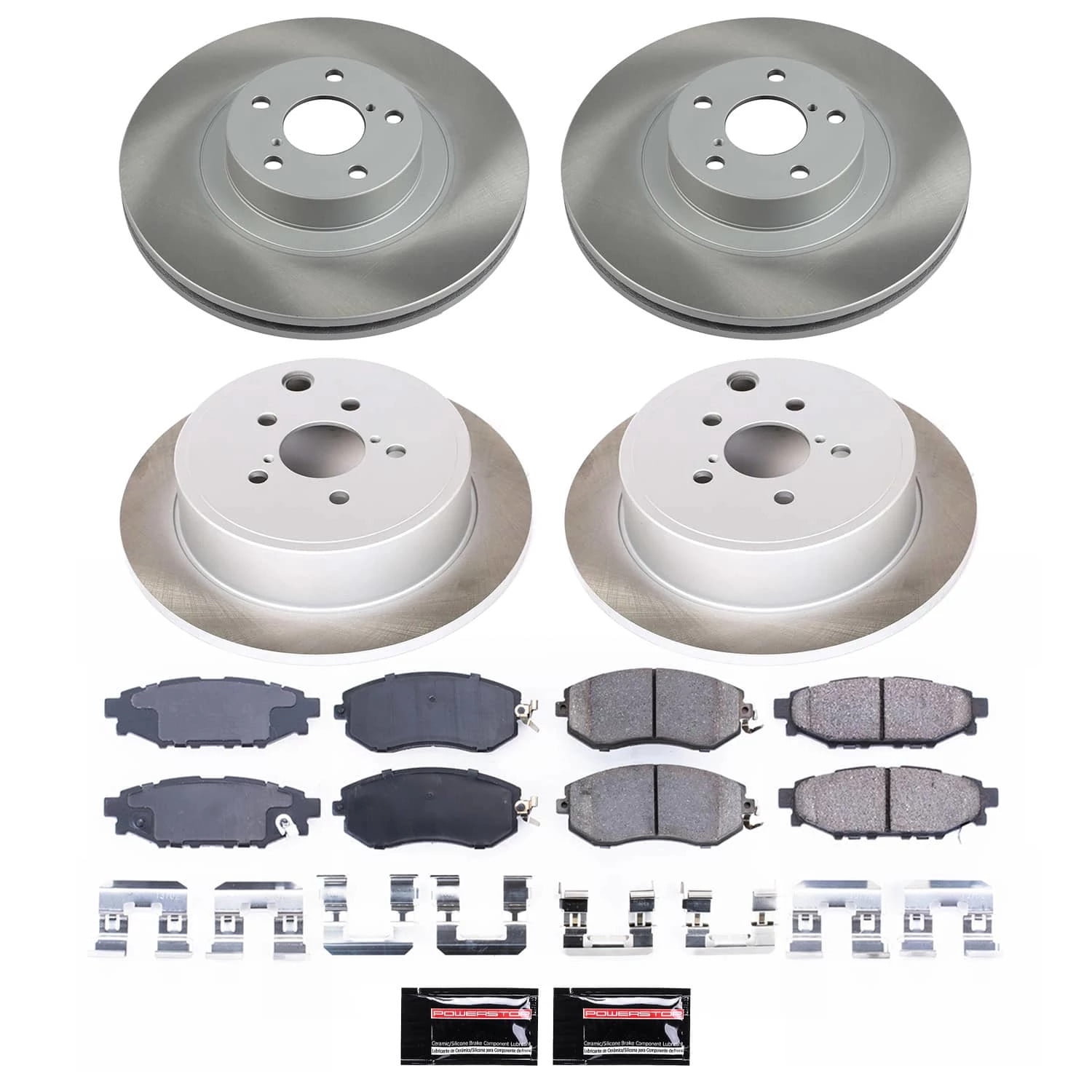 PowerStop Front and Rear Semi-Coated Rotor and Low-Dust Ceramic Brake Pad Kit SC6083
