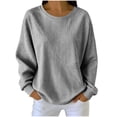 thumbnail image 2 of Women's Striped Crewneck Sweatshirt Oversized Long Sleeve Pullover Hoodless Tops Loose Casual Loungewear Black Trendy Sweatshirt M, 2 of 8