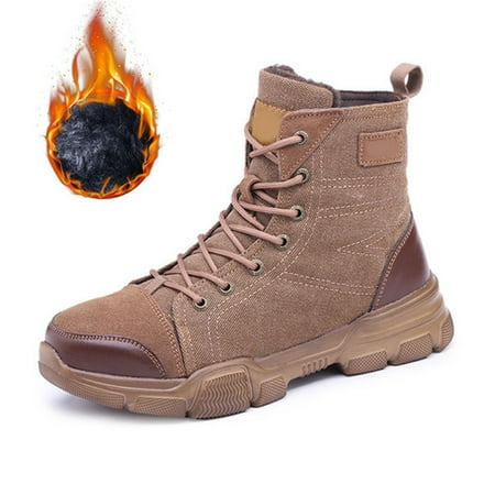 

Men s Steel Toe Work Boot Waterproof For Mountaineering 41 Khaki Plus Velvet