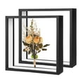 thumbnail image 1 of 2-Pack Dried Flower Frame, 8 x 8 Inch Double Acrylic Wooden Dried Flower Photo Floating Frame [Black], 1 of 7