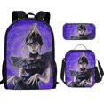 thumbnail image 1 of Wednesday Addams Backpack Three-piece Set Student School Bag Canvas Bag V, 1 of 4