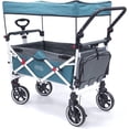 thumbnail image 2 of Creative Outdoor Push Pull Wagon Stroller with Canopy Folding Wagon for Kids, Black/Gray, 2 of 8