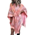 thumbnail image 3 of IDALL Shawl Wraps for Women Scarf for Women Ladies Contrast Color Ball Fringe Knit Shawl Jacket Women Cape Cardigan Pashmina Wraps Ponchos for Women Pink One Size, 3 of 7