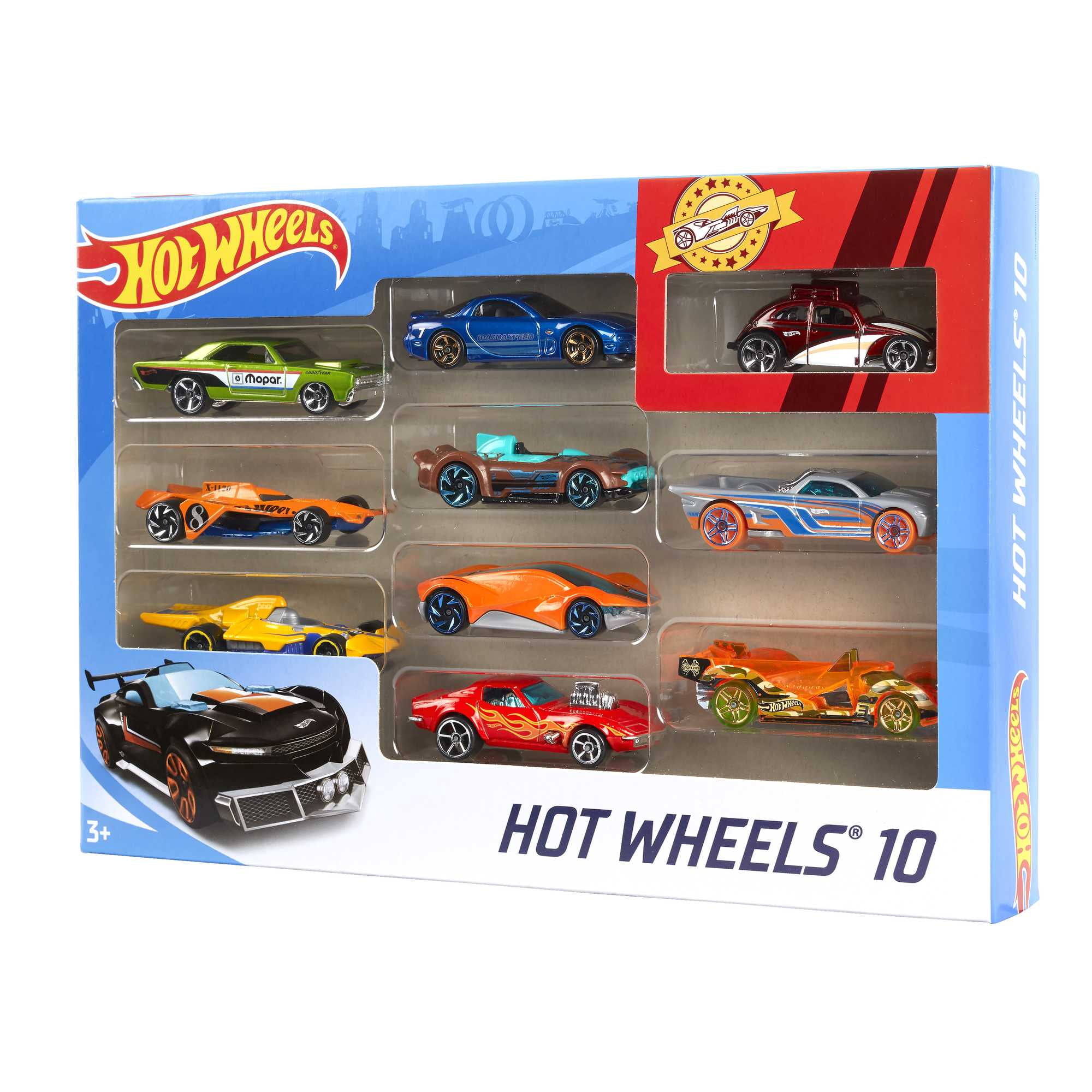 Hot Wheels 1:64 Scale 10-Pack Cars - Styles May Vary, Ages 3