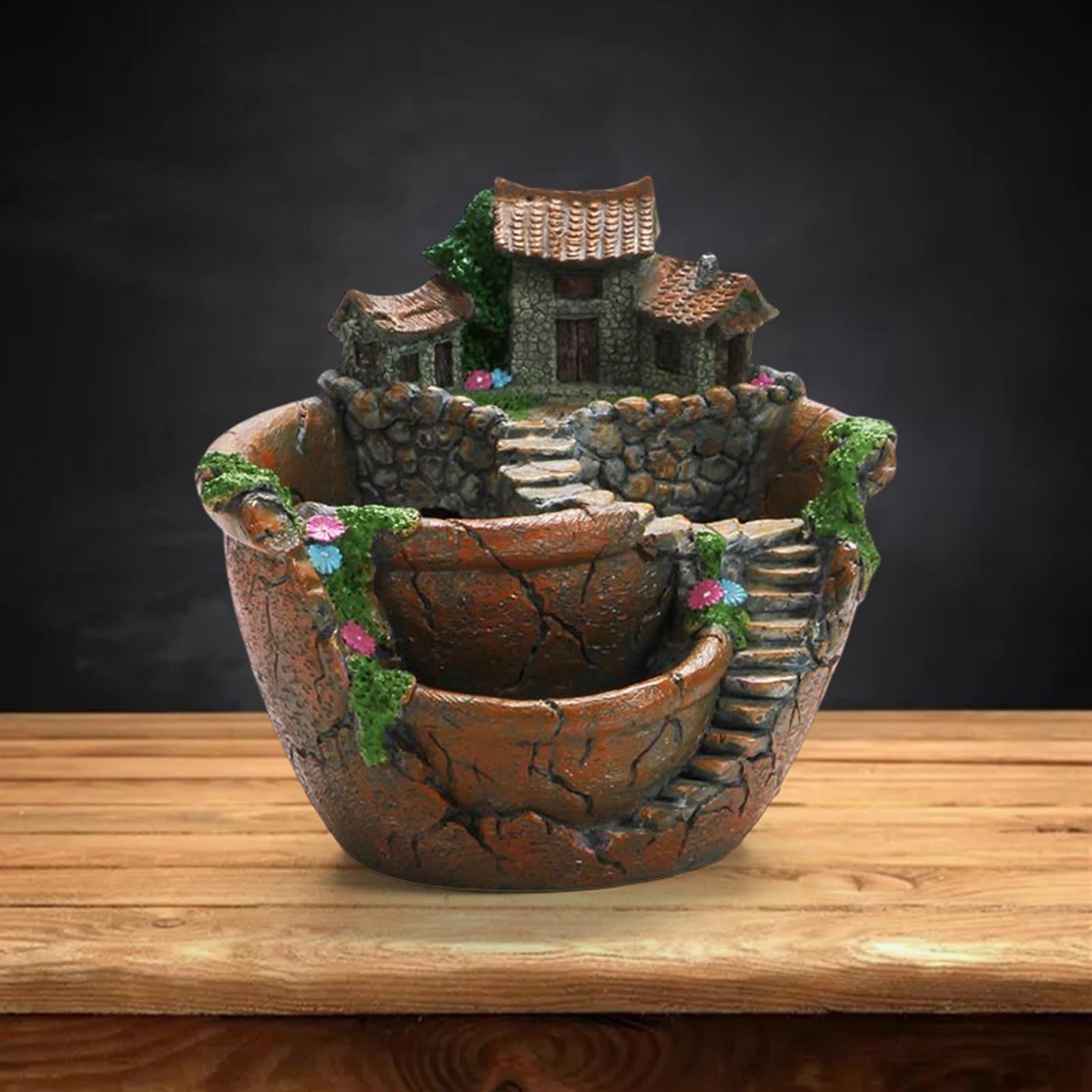 Succulent Plants Planter Flower Pot, Fairy Garden Design Crafts Creative Plant Flowerpot for Cacti Green Plant Balcony Store Orange