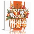 thumbnail image 2 of Burnt Orange Floral Wall Art Painting on Canvas, Rustic Pumpkin Sunflower Botanical Striped Canvas Art Home Prints Wall Art Framed Modern Artwork for Living Room Bedroom Wall Decor 12x12in, 2 of 9