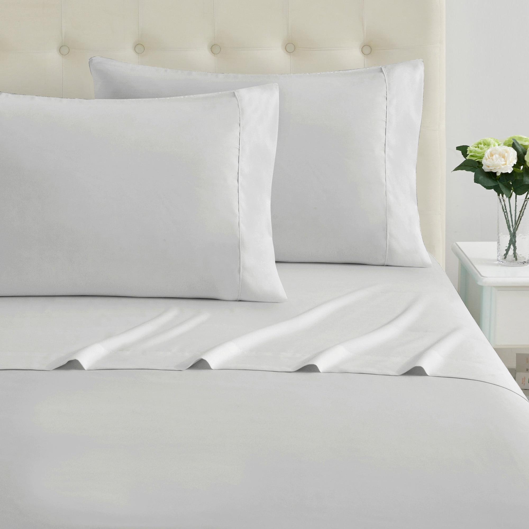 Sweet Home Collection 100% Combed Cotton Percale Sheet Set Made in Egypt 400 TC Silver King