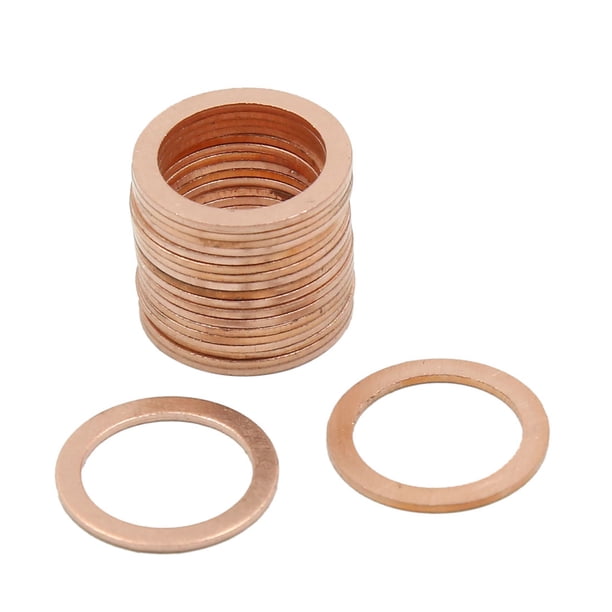 Arandelas de aplastamiento de cobre 15mm diámetro interno Coche Placas de sellado planas Juntas 20Pcs