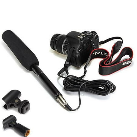 Condenser Interview Microphone Photography Shotgun Mic for Video Camcorders Canon Nikon DSLR DV Camcorder 11 inches/27cm Camera Microphone with Metal Holder, Anti-Wind Foam Cap XLR