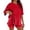 Red, variant on WDDDD Women‘s 2 Piece Athleisure Set Oversized Short Sleeve Shirt with Biker Shorts Pink L