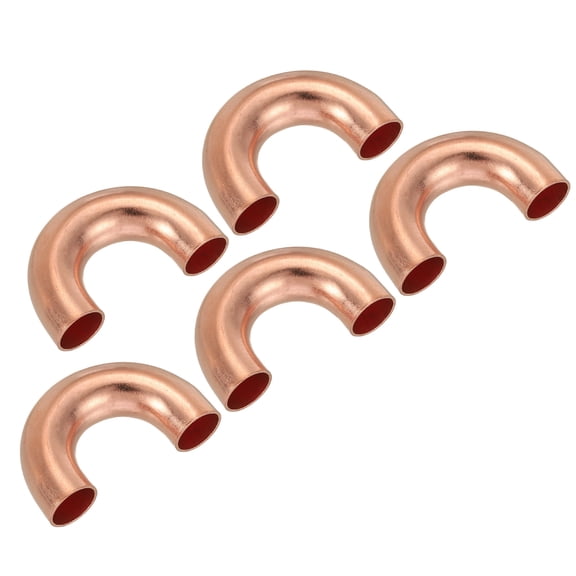 Uxcell 3/8" OD 21x35mm Elbow Copper Pipe Fitting, 5Pcs 180 Degree Bend Welding Sweat Solder Connection for HVAC Air Conditioner Plumbing