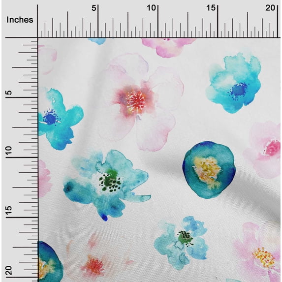 oneOone Cotton Flex Fabric Flower Watercolor Print Sewing Fabric BTY 40 Inch Wide