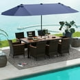 thumbnail image 3 of Costway Ensemble de Salle à Manger de Patio 11 Pcs avec Parasol de Patio Double Face de 15 Pi (Base Incluse) Bleu Marine, 3 of 10