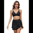thumbnail image 1 of Traje de Baño de Cintura Alta para Mujer, Falda de Baño de Dos Piezas con Control de Abdomen, Conjunto de Bikini Retro 2025. Negro L, 1 of 8